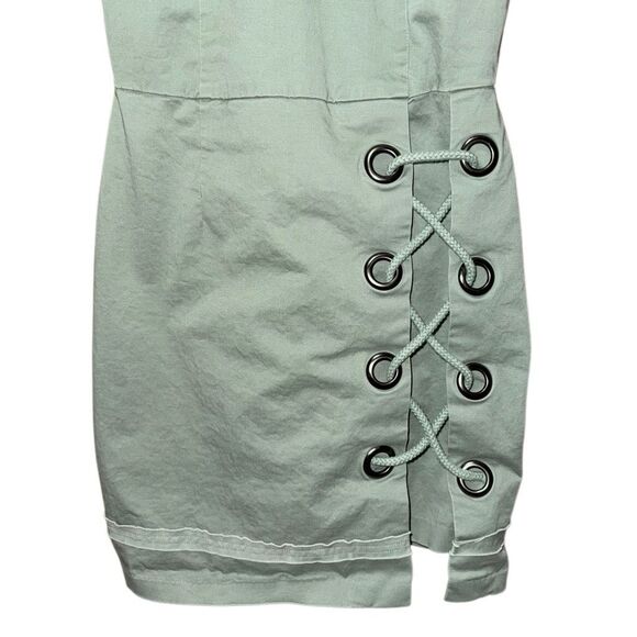 Greylin Mikal Grommet Lace Up Dress Olive Green Size XS Mini Halter - Picture 2 of 7